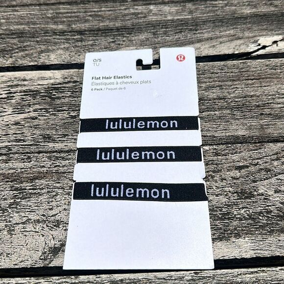 Lululemon Flat Hair Elastics 6 Pack NWT Black/rhino Gray hair tie scrunchie - Picture 3 of 4
